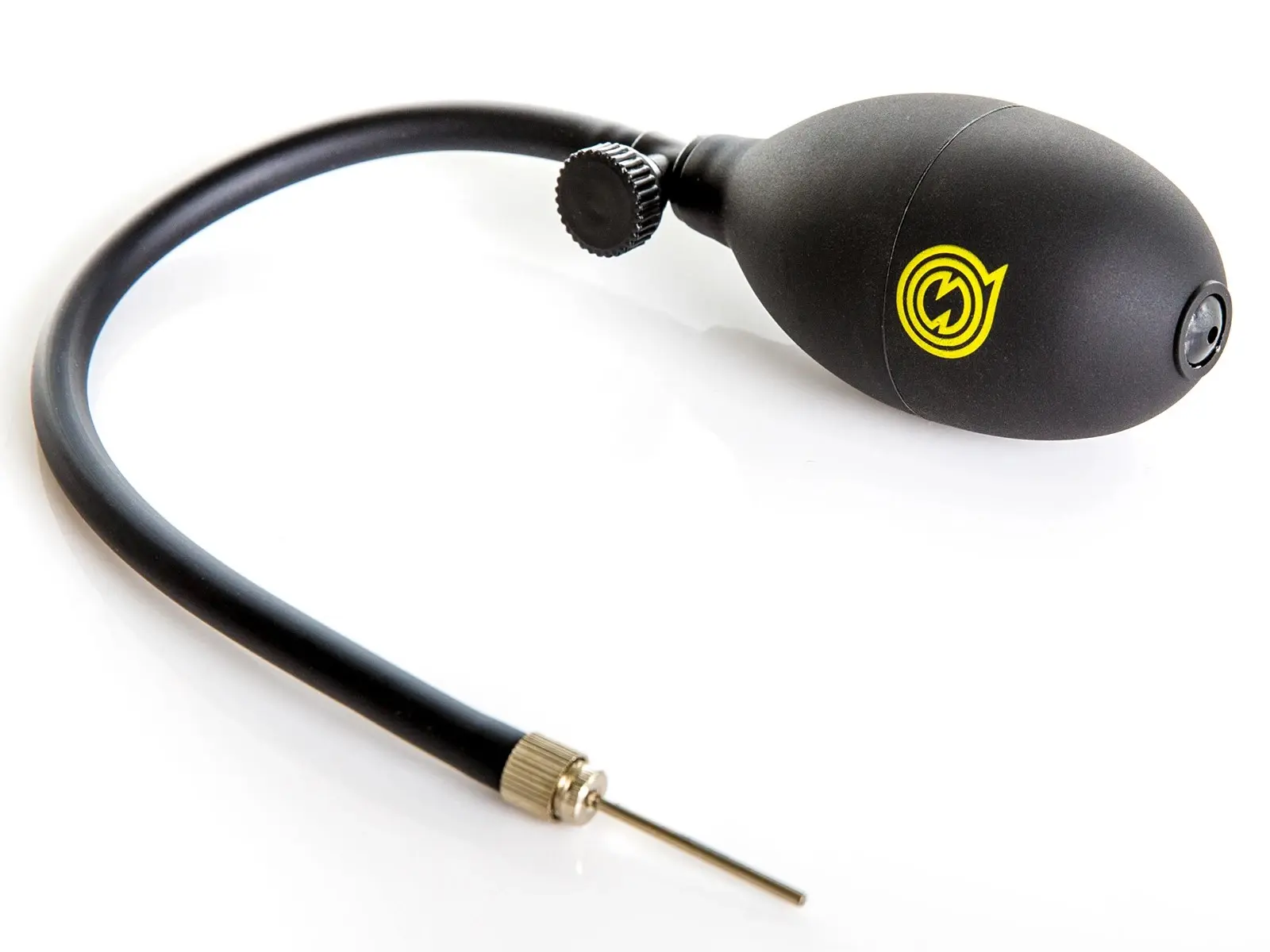 Schwarze Spikeball Pro Luftpumpe mit flexiblem Schlauch und Metallnadel – Handpumpe zum Aufpumpen von Spielbällen
